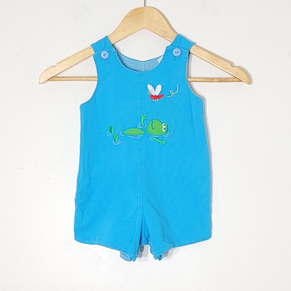 ⭐️Mulberry St. Baby Toddler Jumper Blu Embroidered Reversible Gingham 18 Months